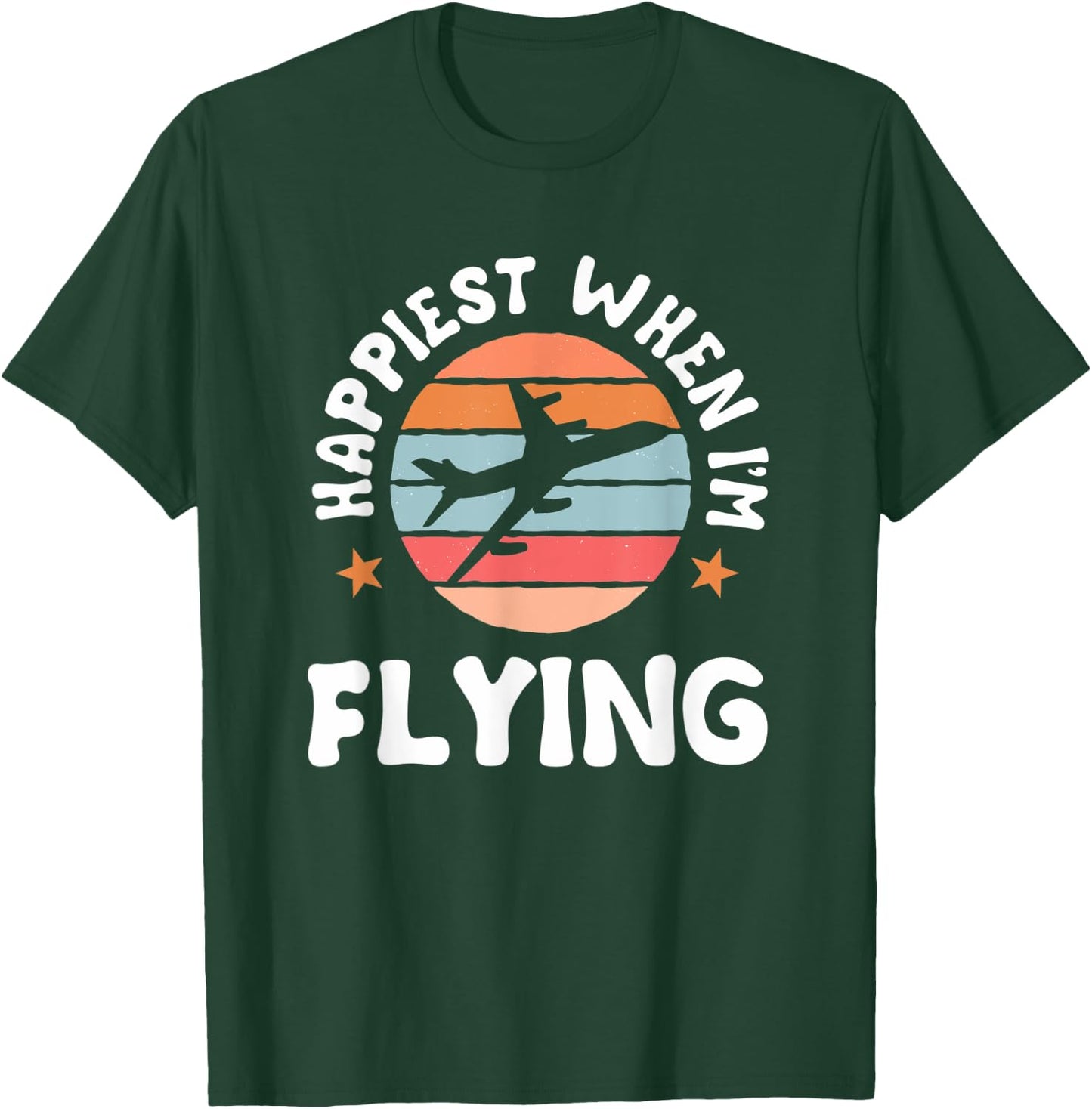 Pilot Flying Retro Aviator Airman Airwoman Aircraft Airplane T-Shirt - T-Shirt | Forest