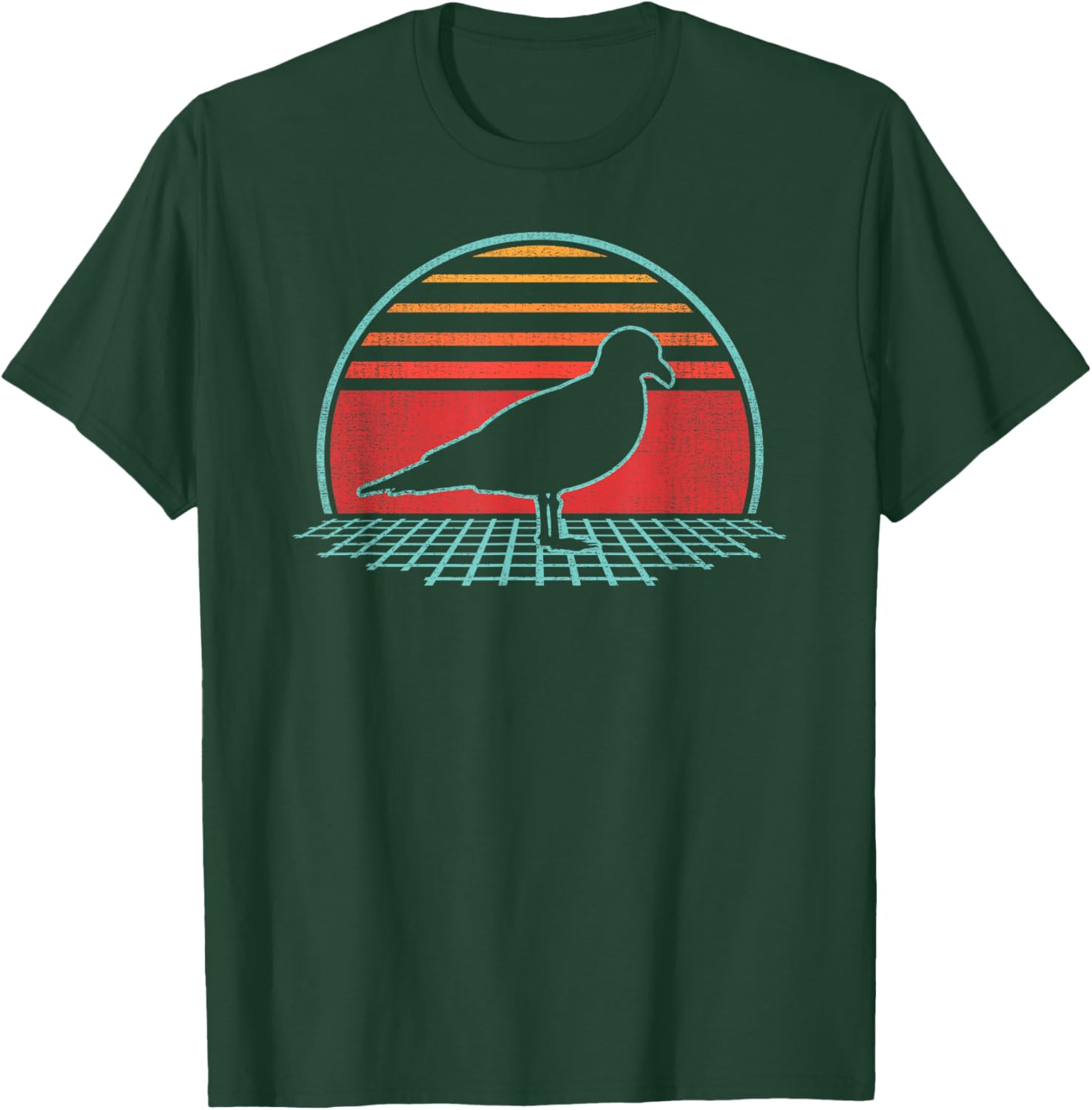 Seagull Bird Retro Vintage 80s Style Birding Gift T-Shirt - T-Shirt | Forest