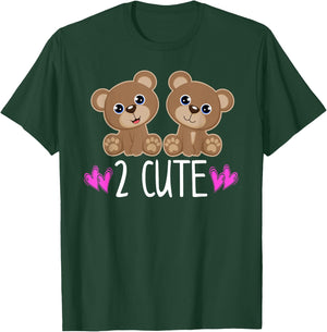 2 CUTE Kawaii Twin Teddy Bears Love Plush Toy Stuffed Animal T-Shirt - T-Shirt | Forest