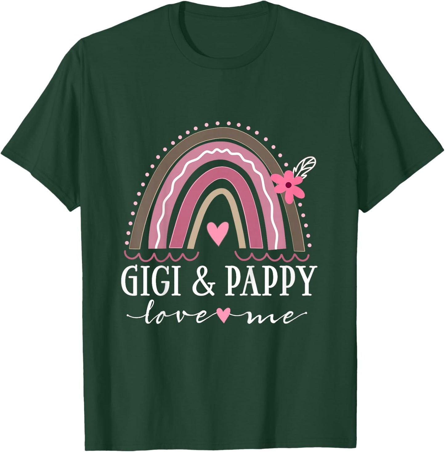 Kids Gigi and Pappy Love Me Girls Grandchild Boho Rainbow T-Shirt - T-Shirt | Forest