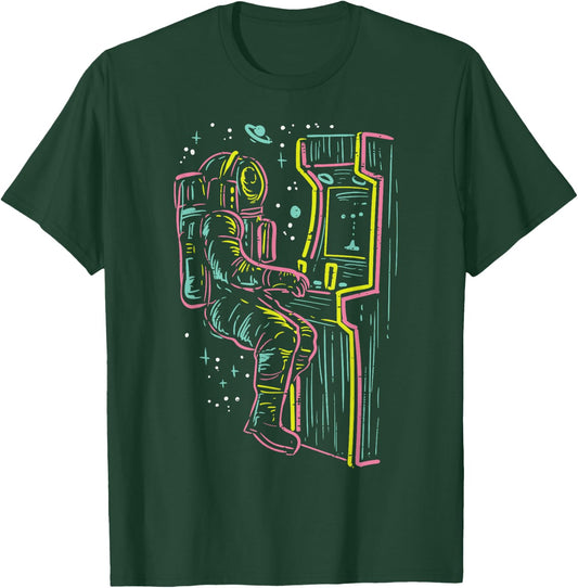Astronaut Arcade Video Game Retro Space Gamer Men Boys Kids T-Shirt - T-Shirt | Forest