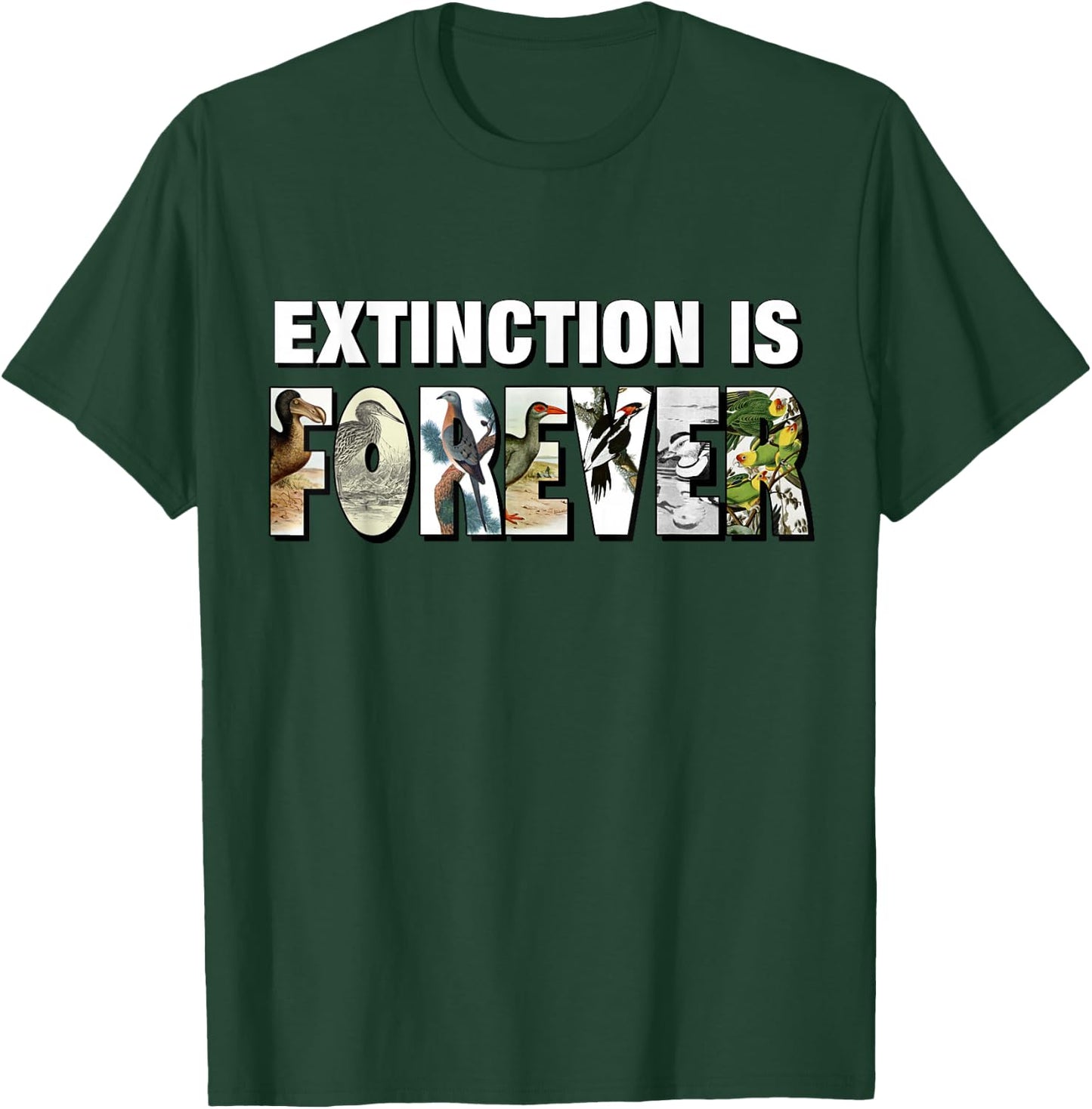 Extinction is Forever Graphic Extinct Birds Conservation T-Shirt - T-Shirt | Forest