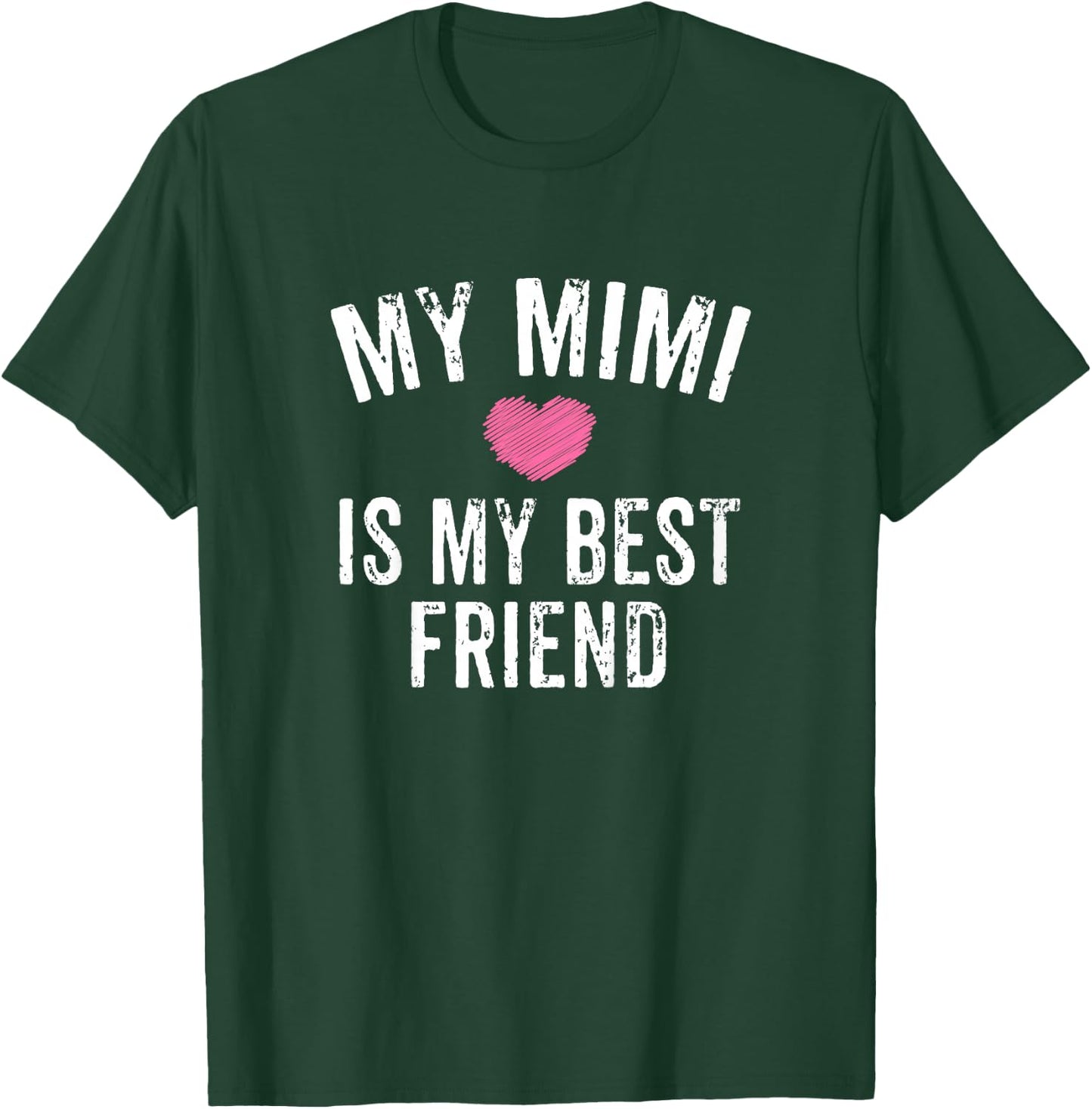 Kids My Mimi is My Best Friend Pink Heart Granddaughter T-Shirt - T-Shirt | Forest