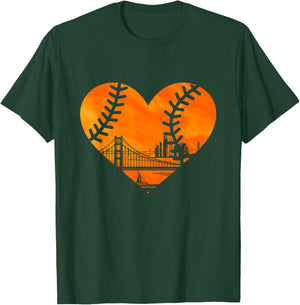 US State San Francisco Baseball Vintage Heart T-Shirt - T-Shirt | Forest