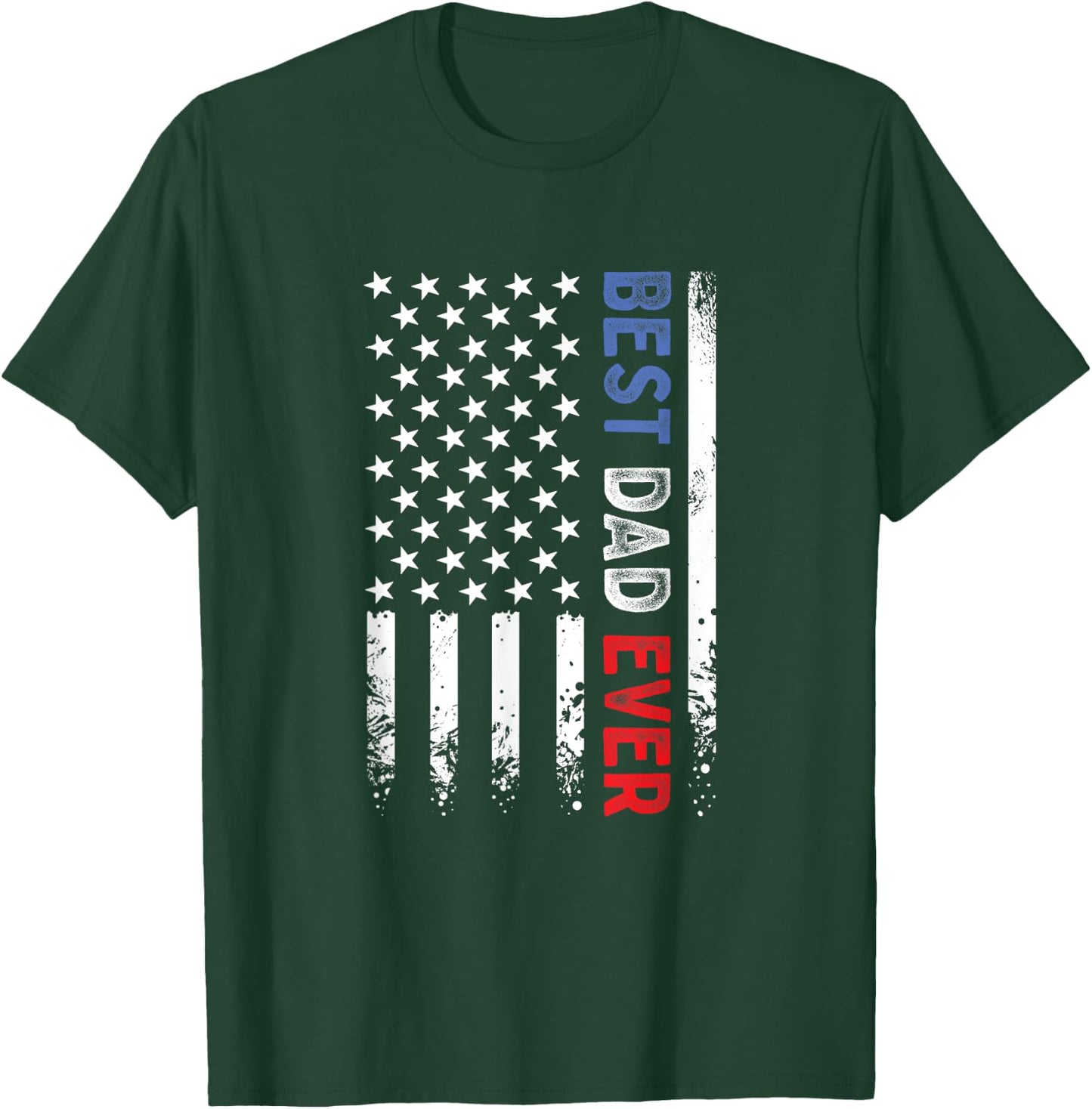 Father's Day Best Dad Ever with US American Flag Men T-Shirt - T-Shirt | Forest