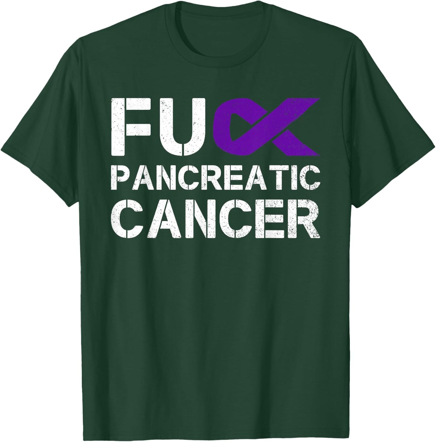 Fuck FU Pancreatic Cancer Awareness Warrior Purple Ribbon T-Shirt - T-Shirt | Forest