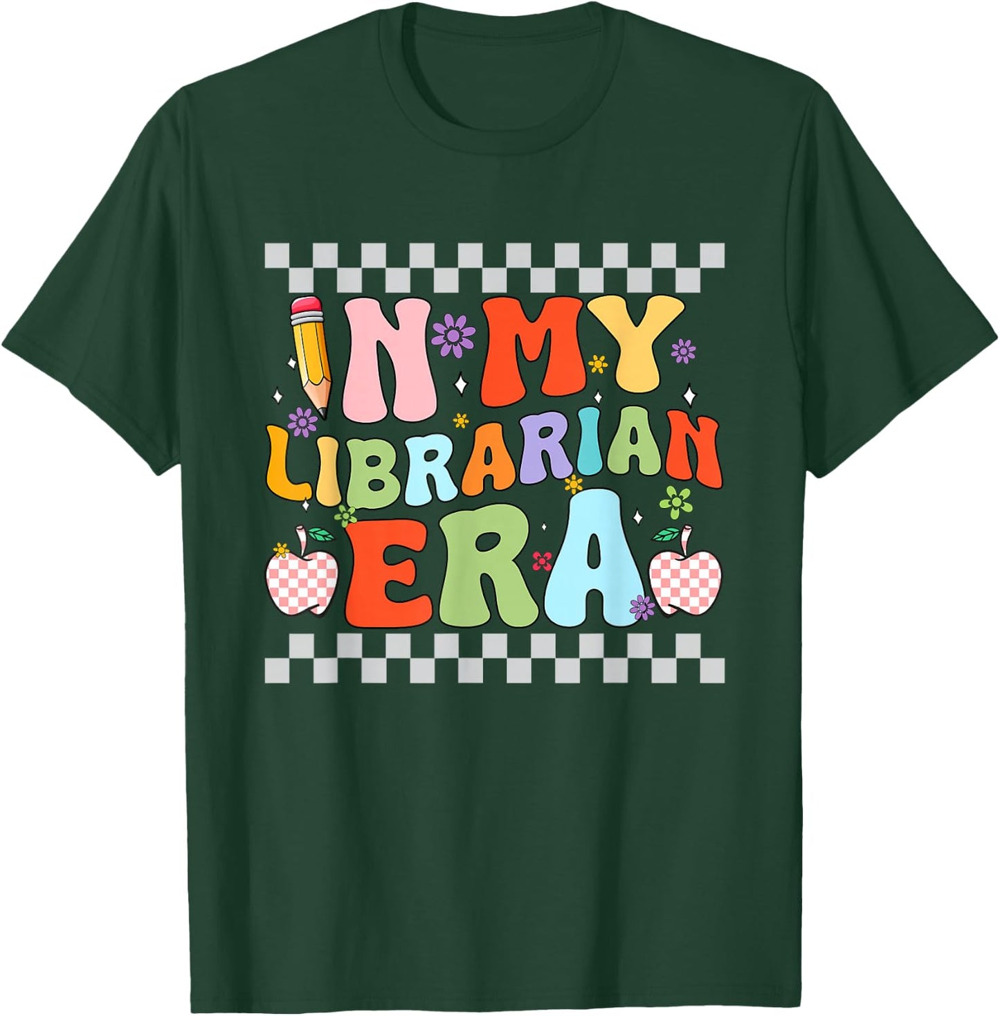 Retro Groovy In My Librarian Era Back To School Bookworm T-Shirt - T-Shirt | Forest