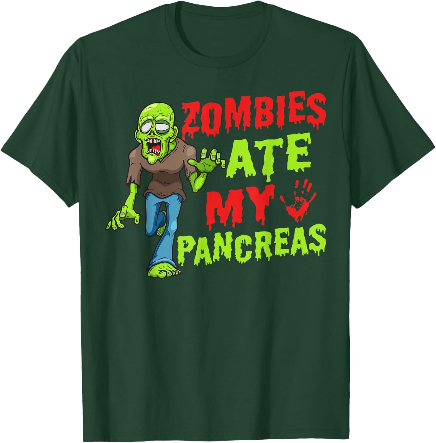 Zombies Ate My Pancreas T1D Type 1 Diabetes Girls Kids Boys T-Shirt - T-Shirt | Forest