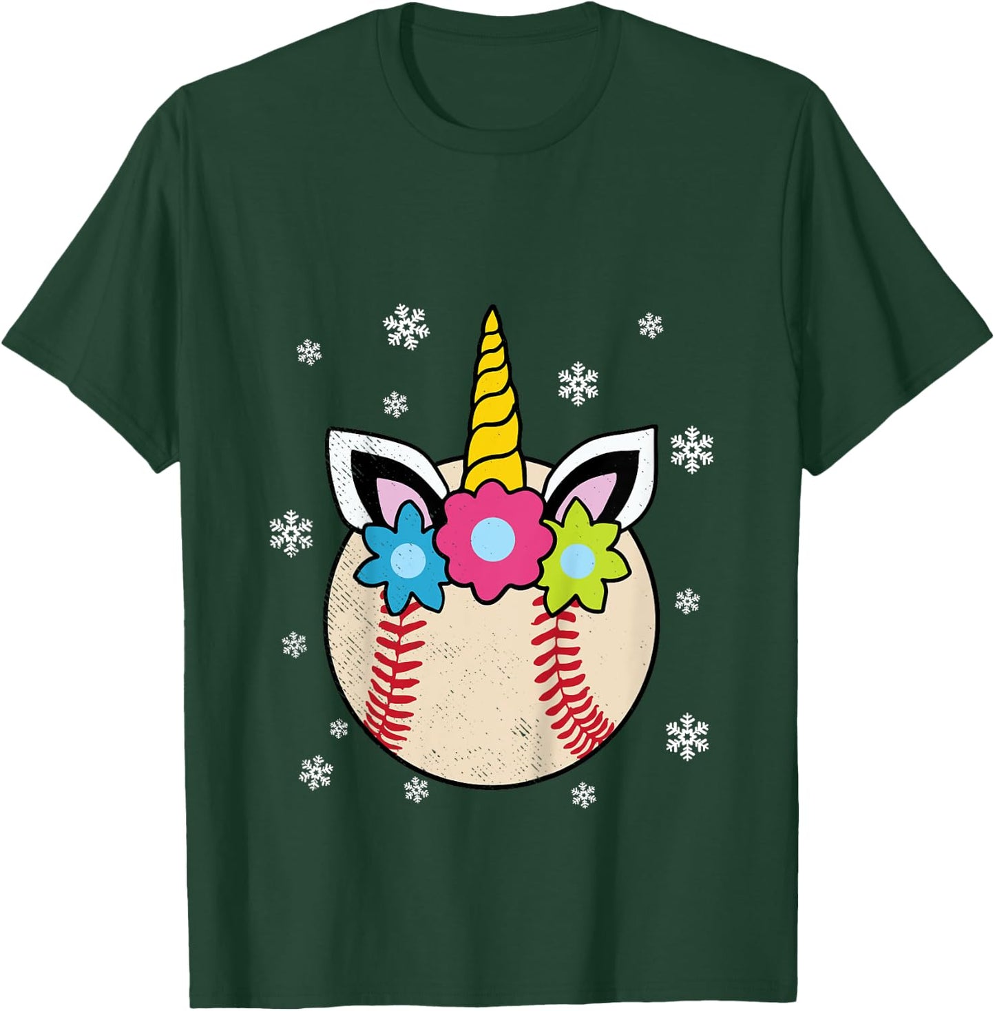 Unicorn Baseball Cute Sports Player Fan Girls Kids T-Shirt - T-Shirt | Forest