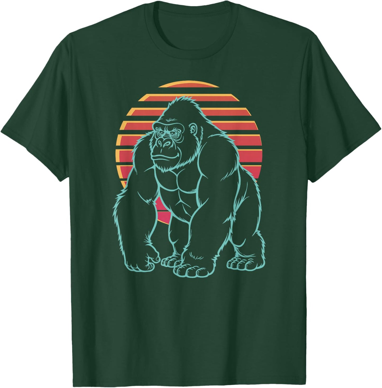 Gorilla Silverback Lover Animal Retro Synthwave 80s T-Shirt - T-Shirt | Forest
