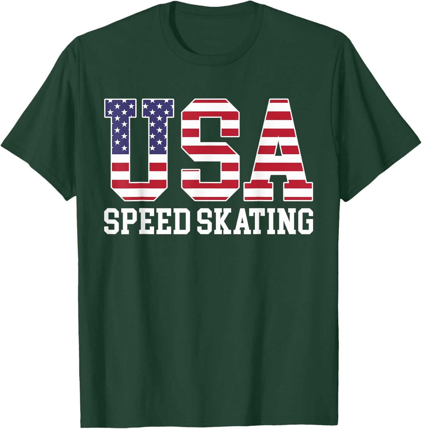 USA Flag Speed Skater - American USA Speed Skating Men T-Shirt - T-Shirt | Forest