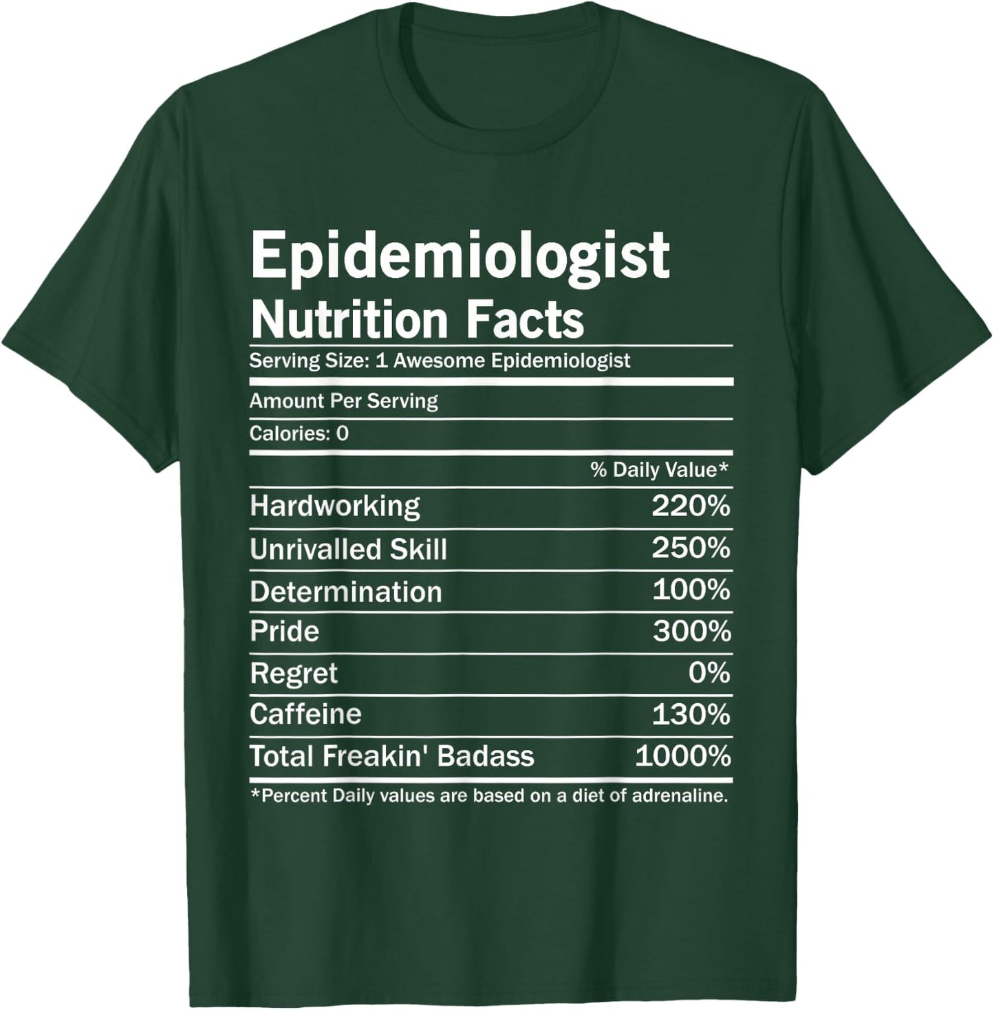 Epidemiologist Nutrition Facts Funny Epidemiology T-Shirt - T-Shirt | Forest
