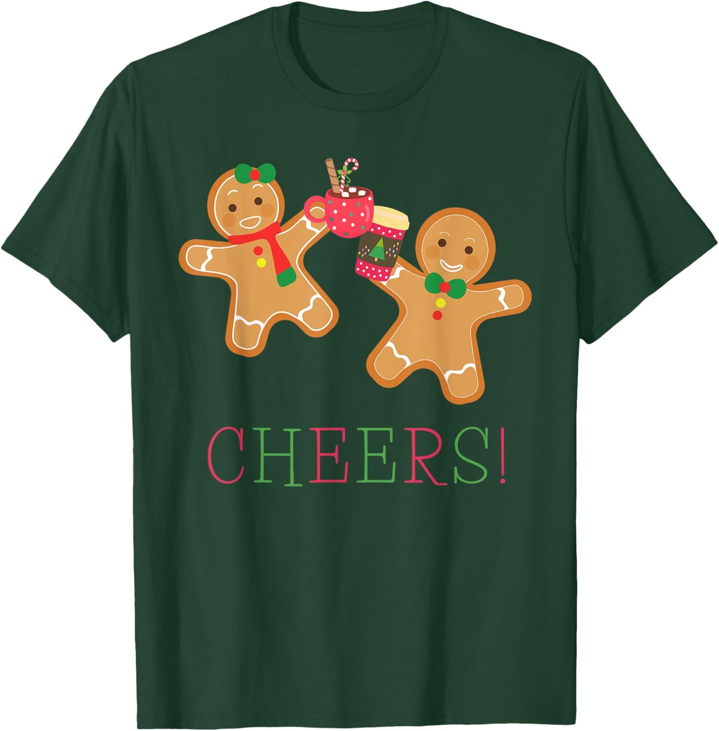 Cheers Gingerbread Man and Woman Hot Chocolate Coffee T-Shirt - T-Shirt | Forest