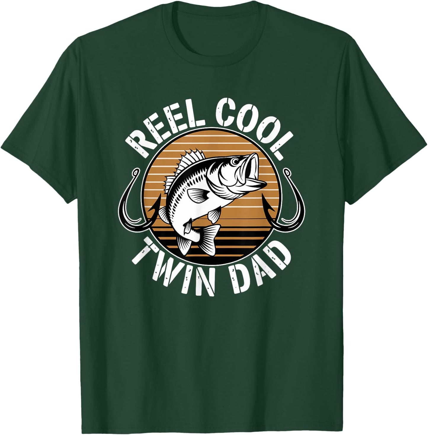 Reel Cool Twin Dad Fisherman Fishing T-Shirt - T-Shirt | Forest