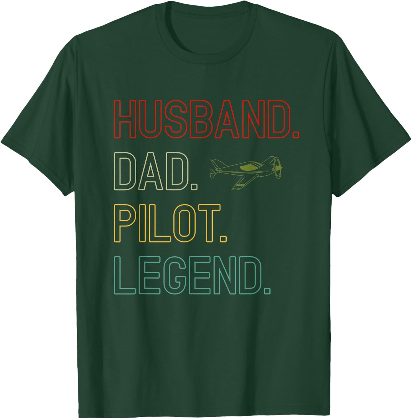 Husband Dad Pilot Legend - Retro Pilot Dad T-Shirt - T-Shirt | Forest