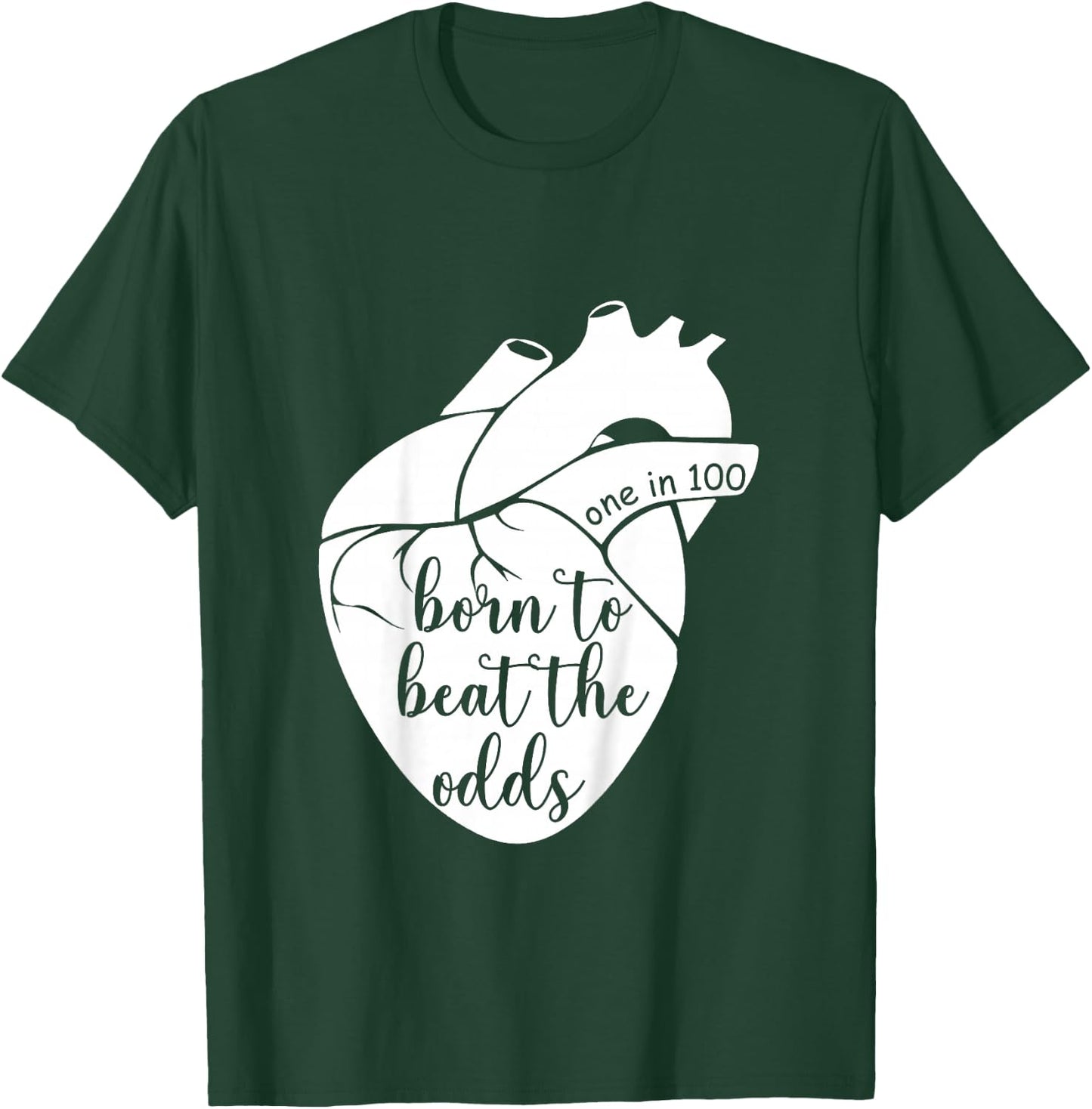 Kids Born to That Beat The Odds CHD Awareness Heart Warrior T-Shirt - T-Shirt | Forest