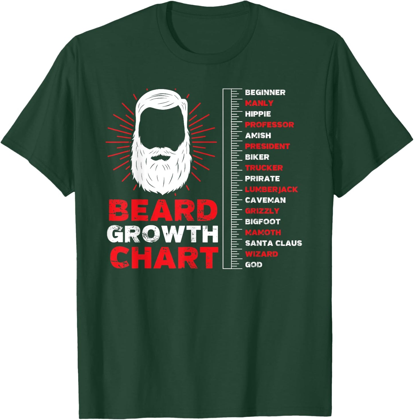 Beard Growth Chart Length Ruler Cute Men Gift T-Shirt - T-Shirt | Forest
