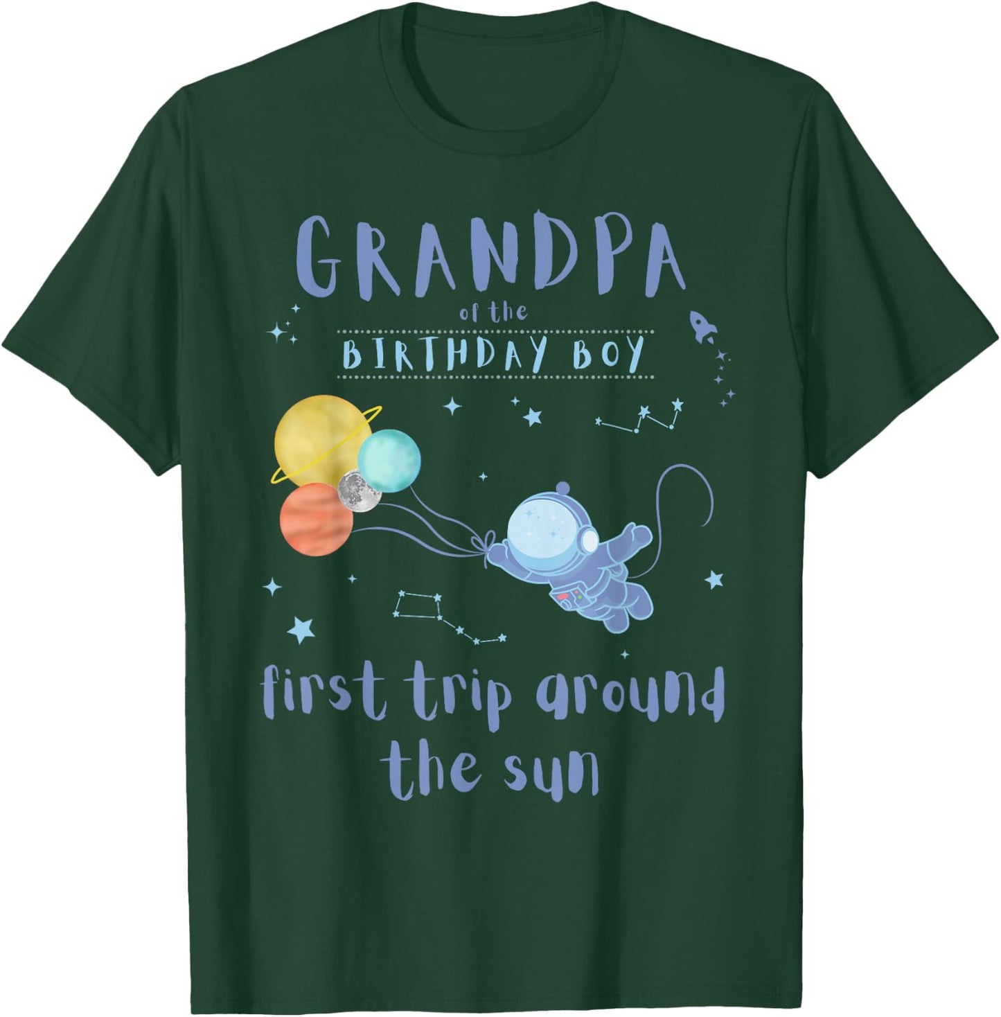 Grandpa 1st Birthday First Trip Around The Sun Space Bday T-Shirt - T-Shirt | Forest
