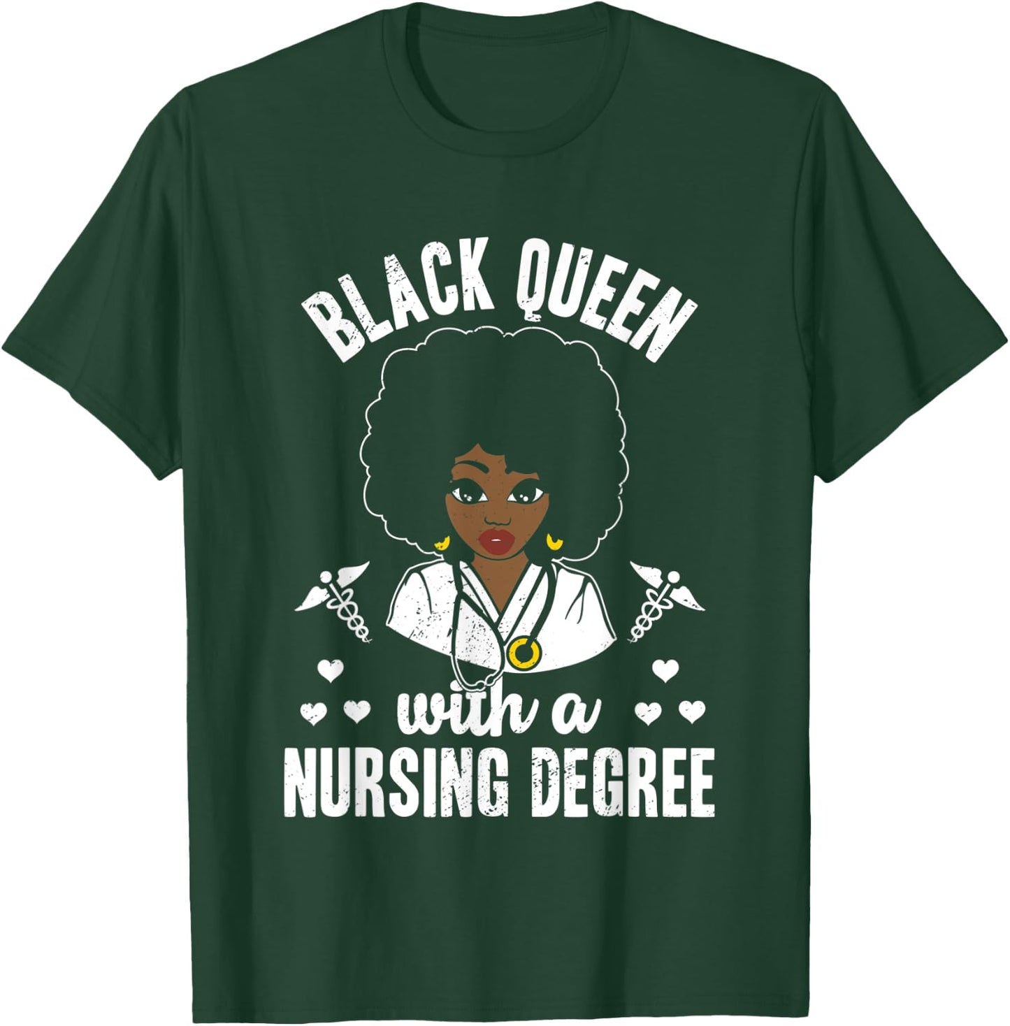 Black Queen With A Nursing Degree Medical School Graduate T-Shirt - T-Shirt | Forest