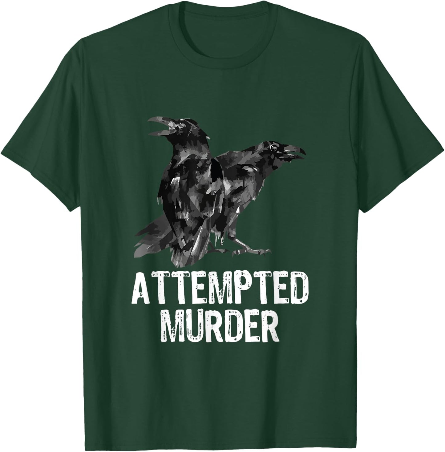 Attempted Murder Crows & Ravens Funny Crow Shirt - Black - Men's Small - Classic Fit - Cotton Blend - Literary-Themed - - Short Sleeve T-Shirt - T-Shirt | Forest