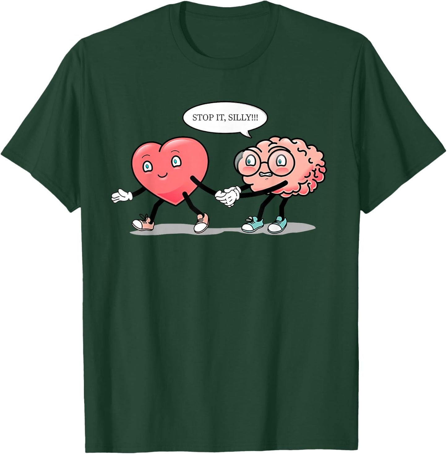 Heart vs Brain Heart Leading Brain Valentines T-Shirt - T-Shirt | Forest