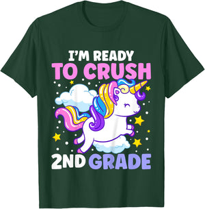 First Day of School I'm Ready To Crush 2nd Grade Unicorn T-Shirt - T-Shirt | Forest