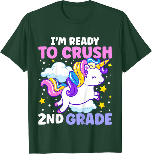 First Day of School I'm Ready To Crush 2nd Grade Unicorn T-Shirt - T-Shirt | Forest