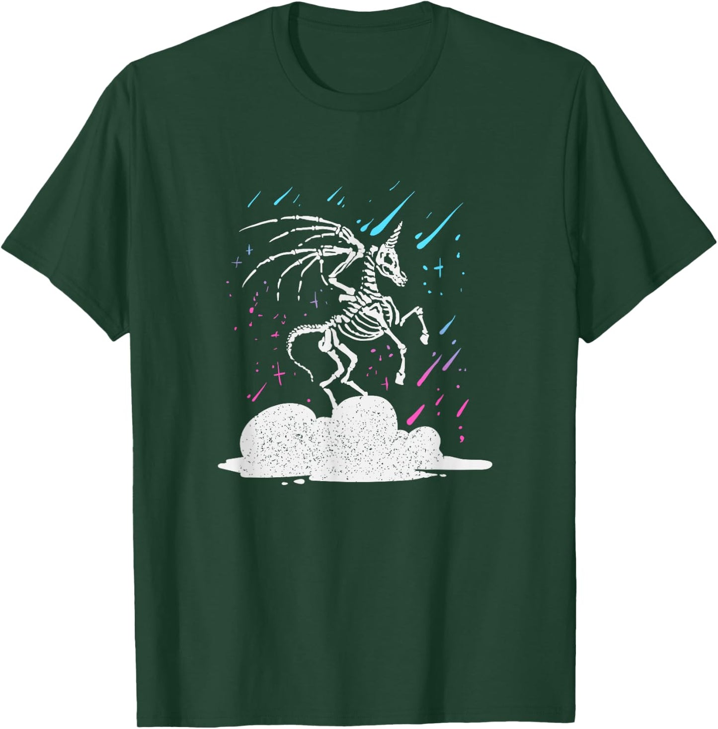 Dead Unicorn Skeleton Rainbow Artwork T-Shirt - T-Shirt | Forest