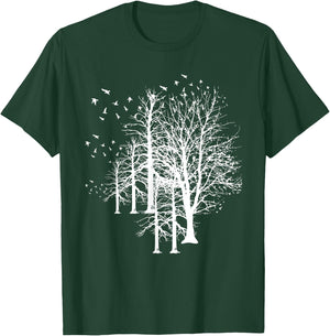 Outdoors Forest Trees Wildlife Flock Of Birds Nature T-Shirt - T-Shirt | Forest