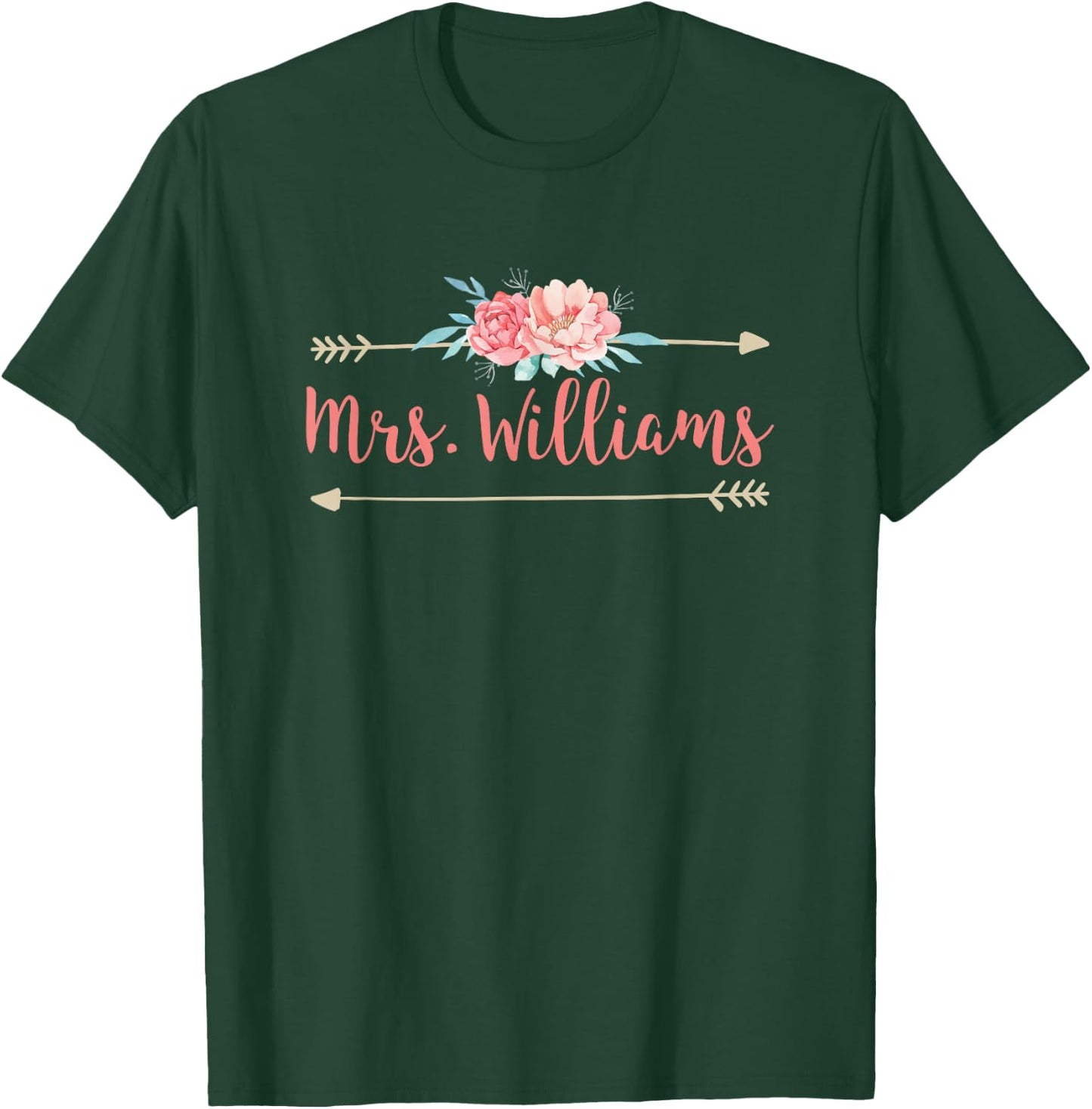 Cute Mrs. Williams Last Name Flower T-Shirt - T-Shirt | Forest
