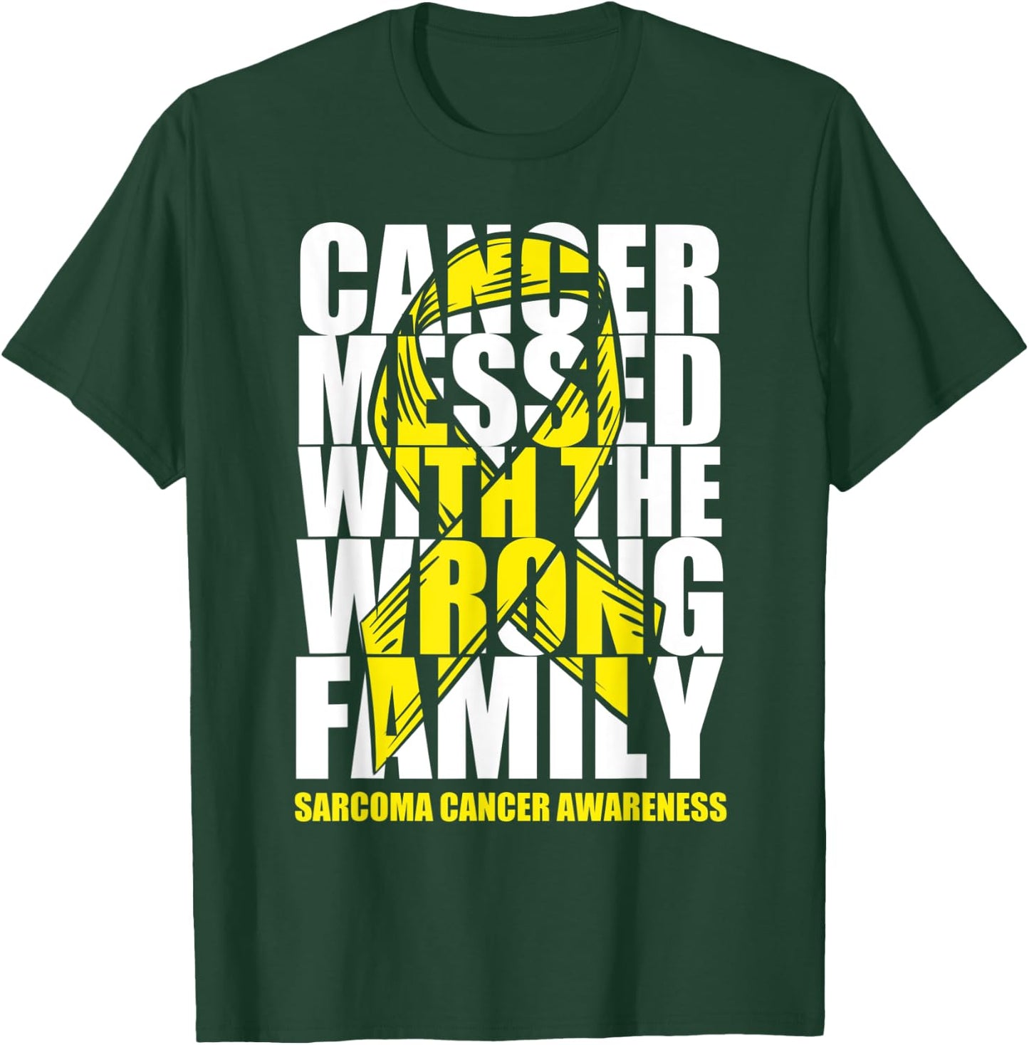 Sarcoma Bone Cancer Messed With The Wrong Family Yellow Gift T-Shirt - T-Shirt | Forest