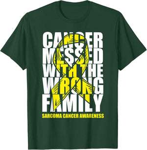 Sarcoma Bone Cancer Messed With The Wrong Family Yellow Gift T-Shirt - T-Shirt | Forest