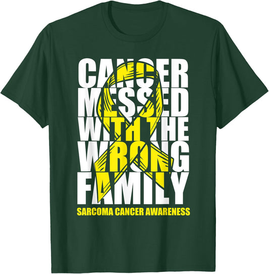 Sarcoma Bone Cancer Messed With The Wrong Family Yellow Gift T-Shirt - T-Shirt | Forest