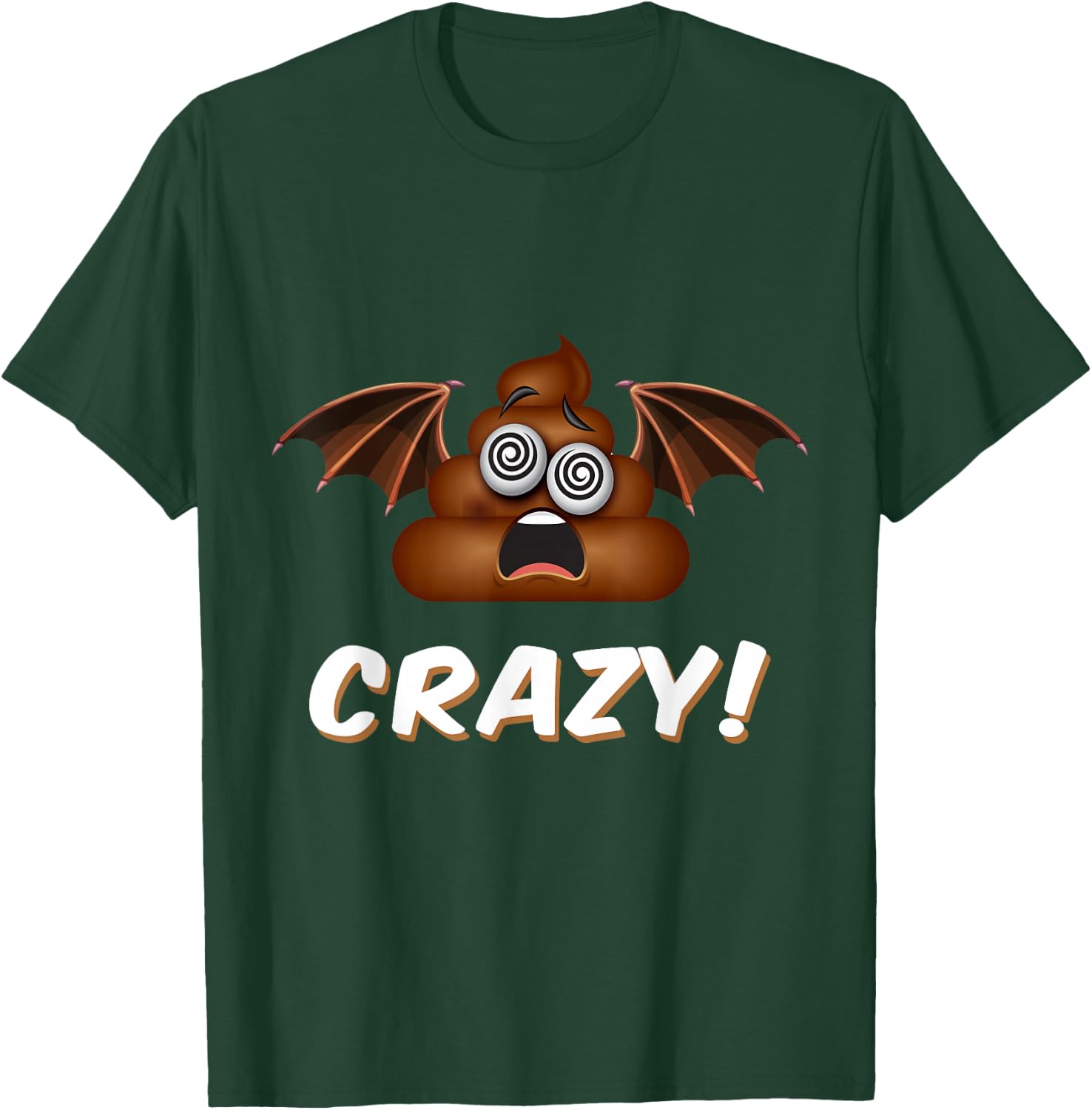 Funny Halloween Bat Shit Crazy Poop Emoticon T-Shirt - T-Shirt | Forest