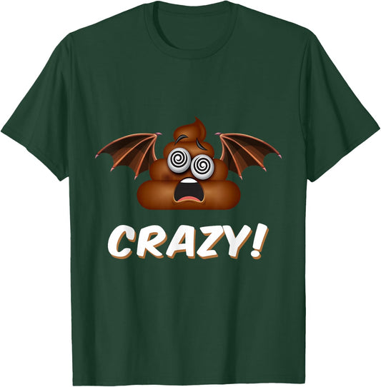 Funny Halloween Bat Shit Crazy Poop Emoticon T-Shirt - T-Shirt | Forest