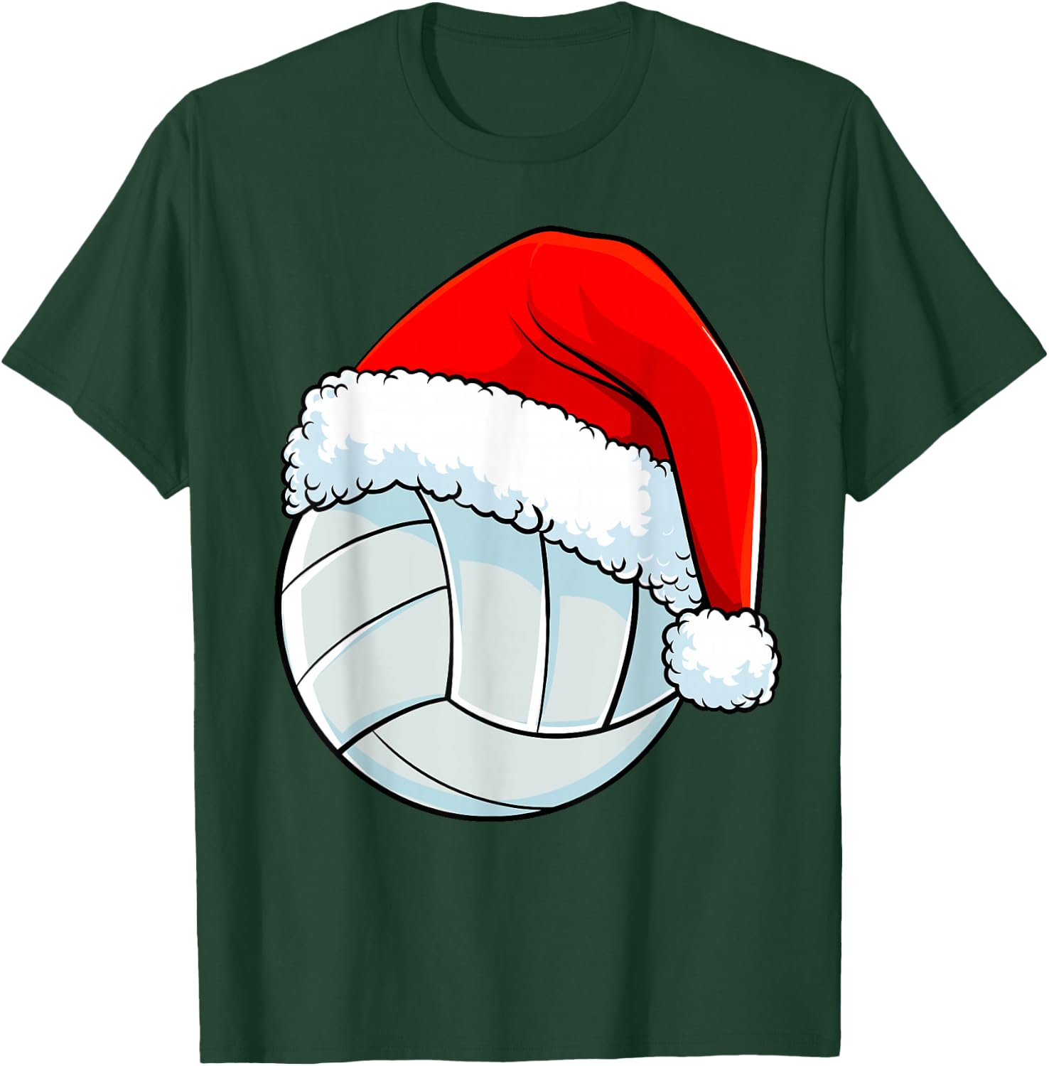 Volleyball Christmas Santa Hat Ball Men Women Kids Girls T-Shirt - T-Shirt | Forest