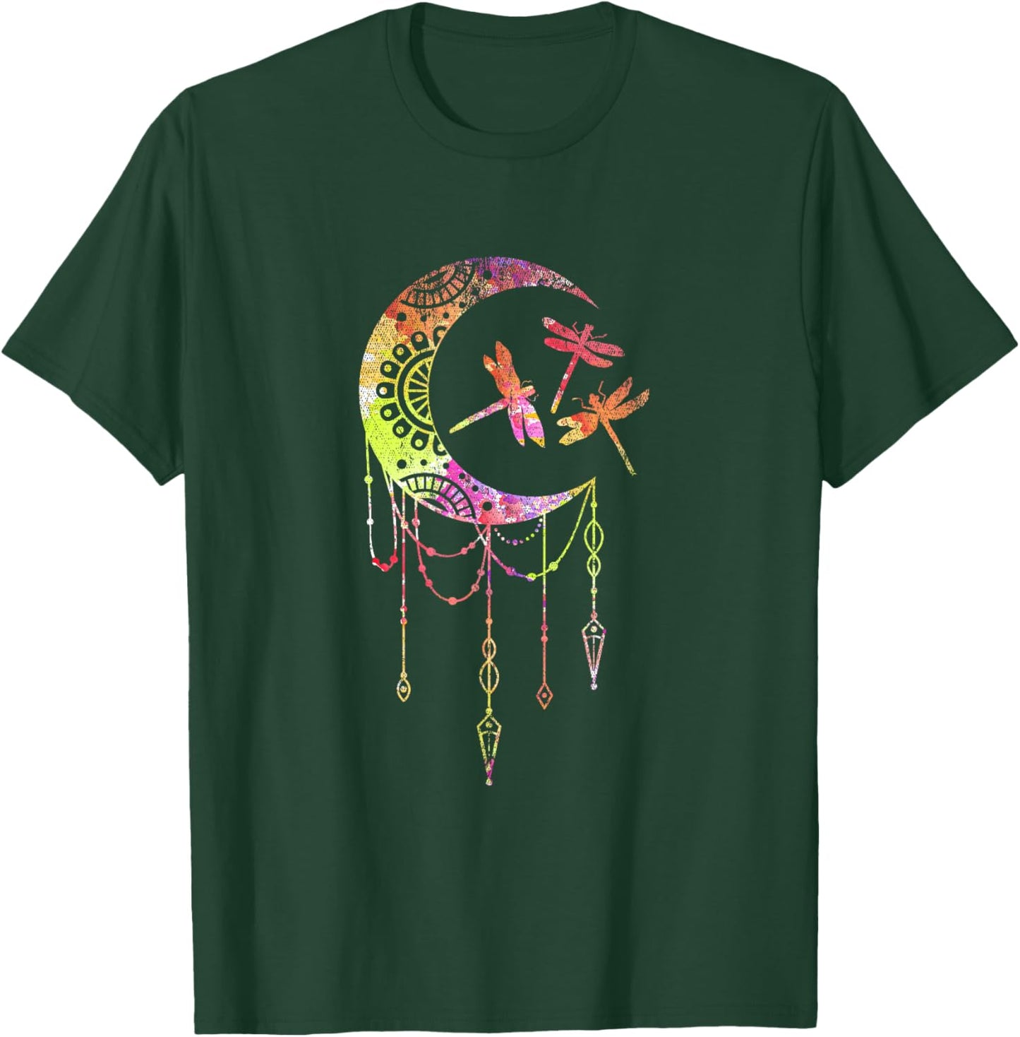 Dream Catcher Spirit Animal Chakra Colorful Dragonfly T-Shirt - T-Shirt | Forest