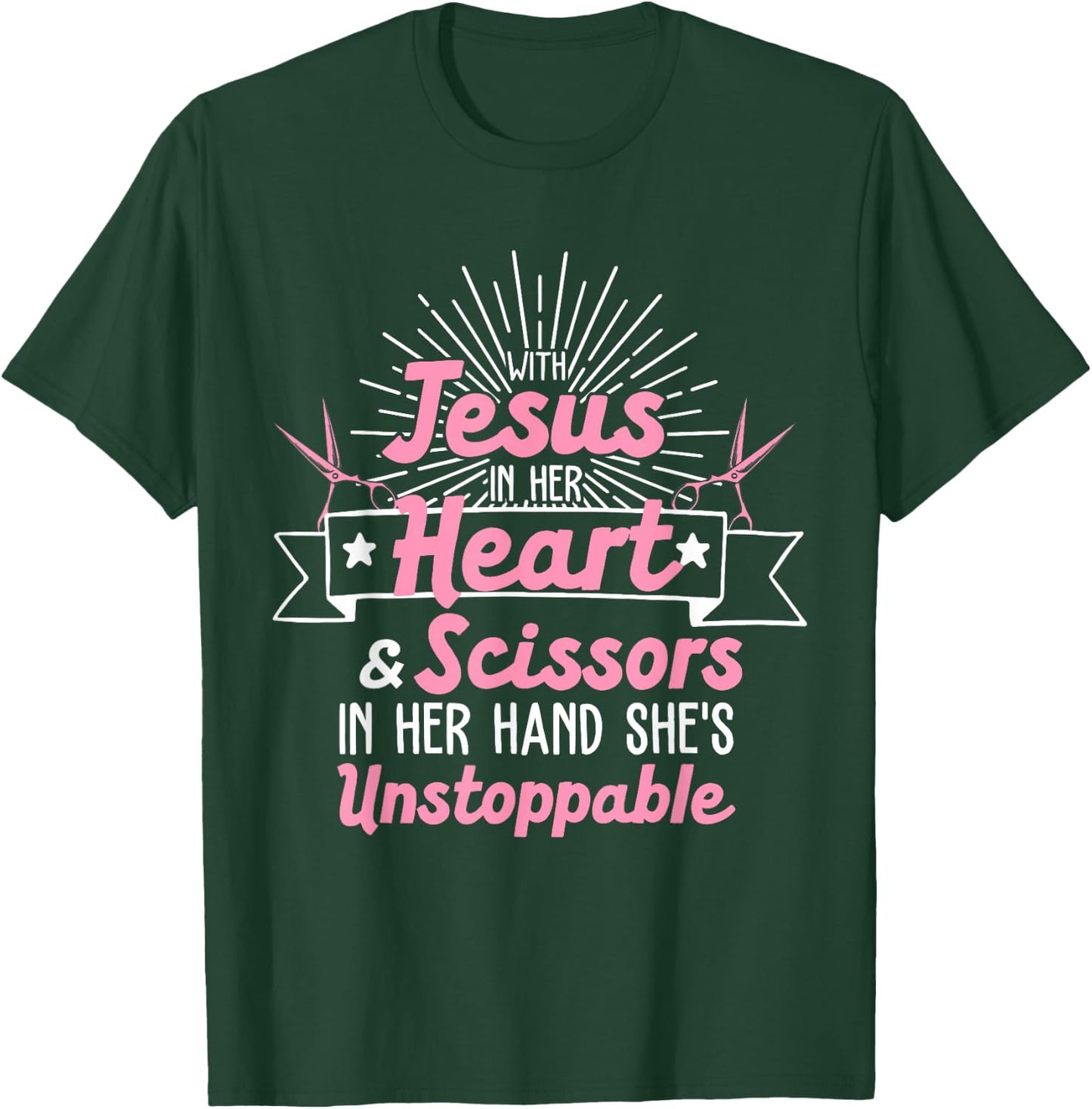Best Hair Dresser Gift Jesus Religious Quote Funny Hairdresser Designs Girls Women Christian Hairstylists , Black T-Shirt - T-Shirt | Forest