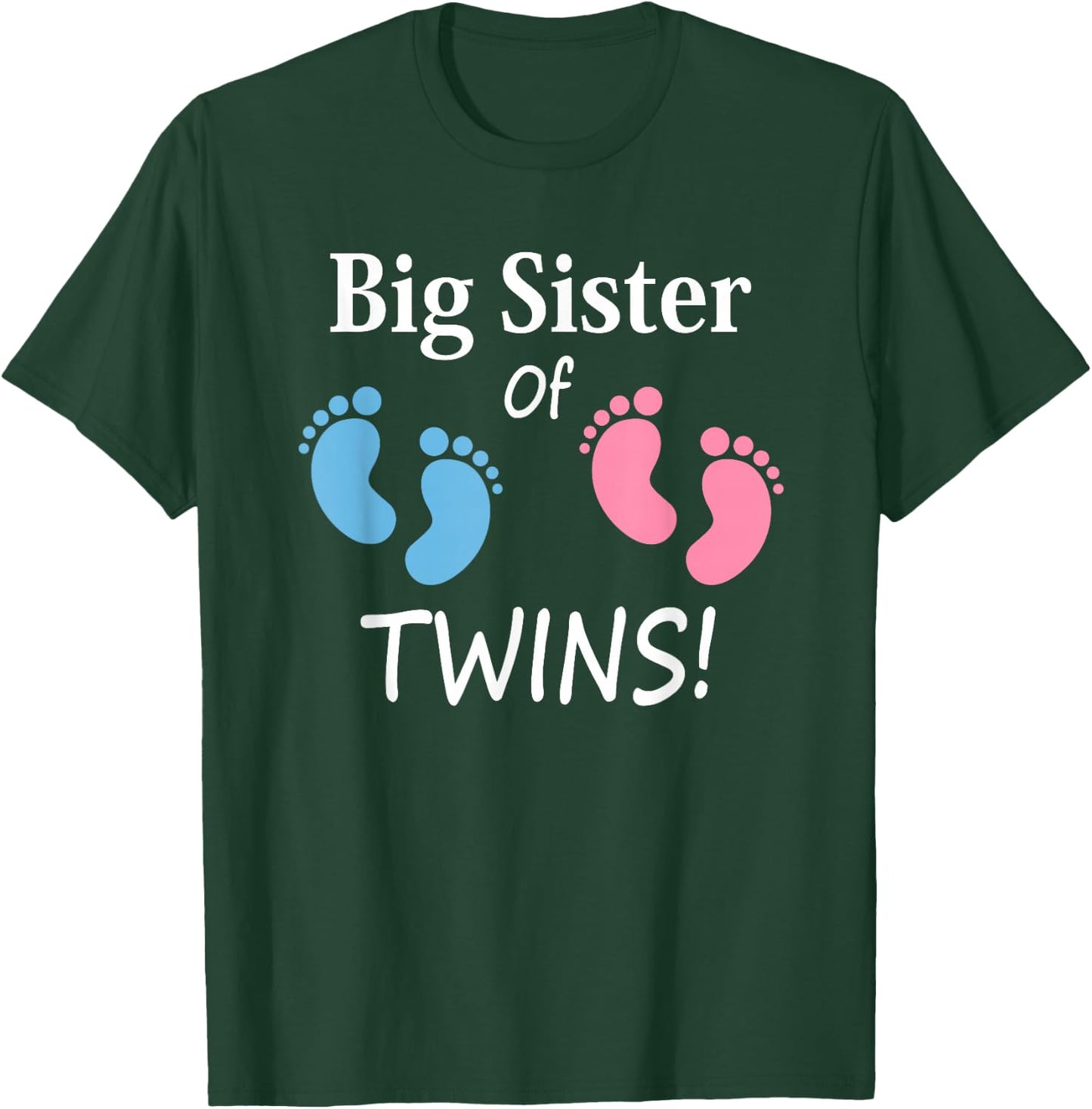 Big Sister of Twin Boy and Girl Siblings Footprints T-Shirt - T-Shirt | Forest