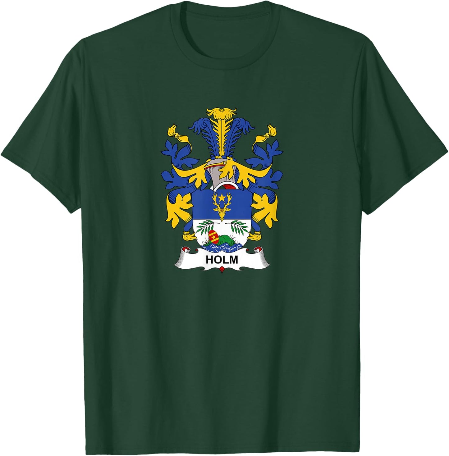 Holm Coat of Arms - Family Crest T-Shirt - T-Shirt | Forest