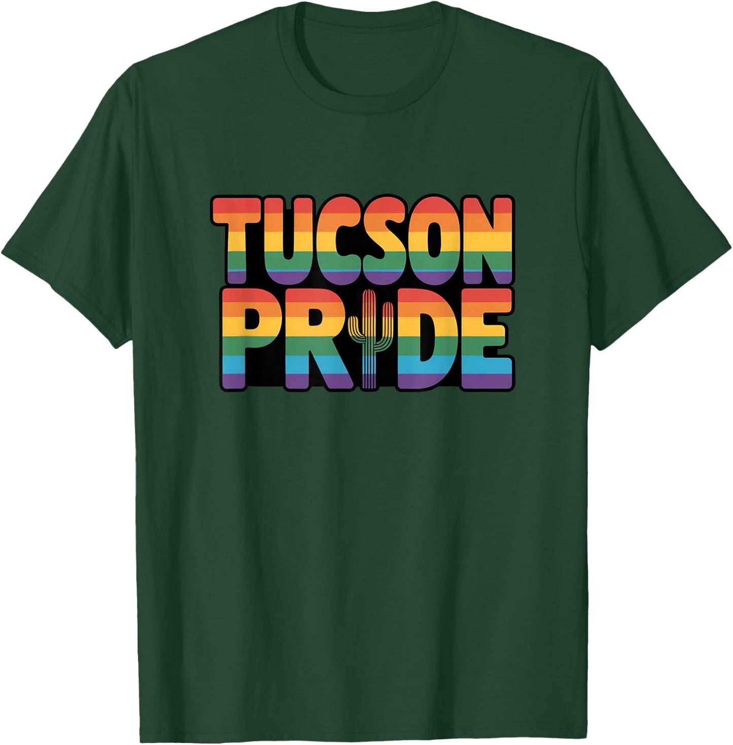 Tucson Pride Rainbow LGBTQ Gay Pride Arizona Saguaro Cactus T-Shirt - T-Shirt | Forest