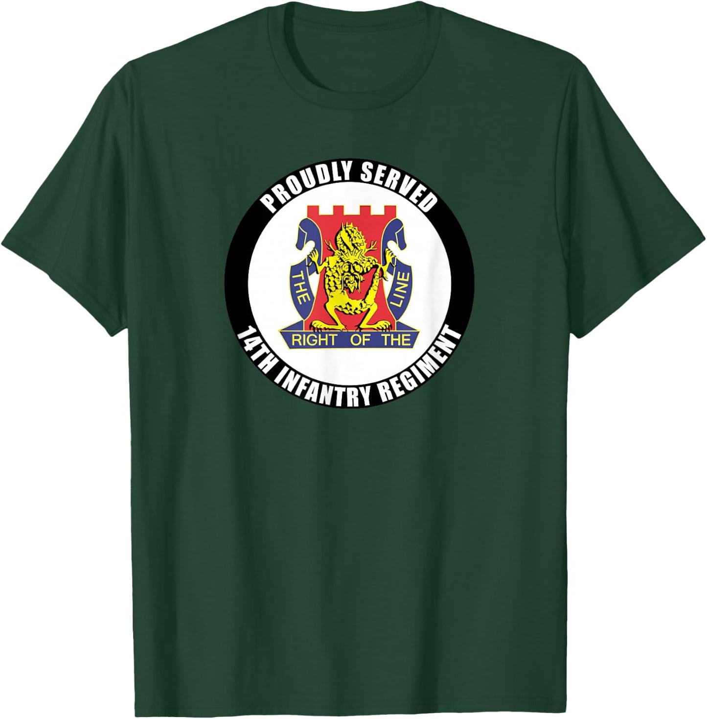 Proudly Served 14th Infantry Regiment Army Veteran Military T-Shirt - T-Shirt | Forest