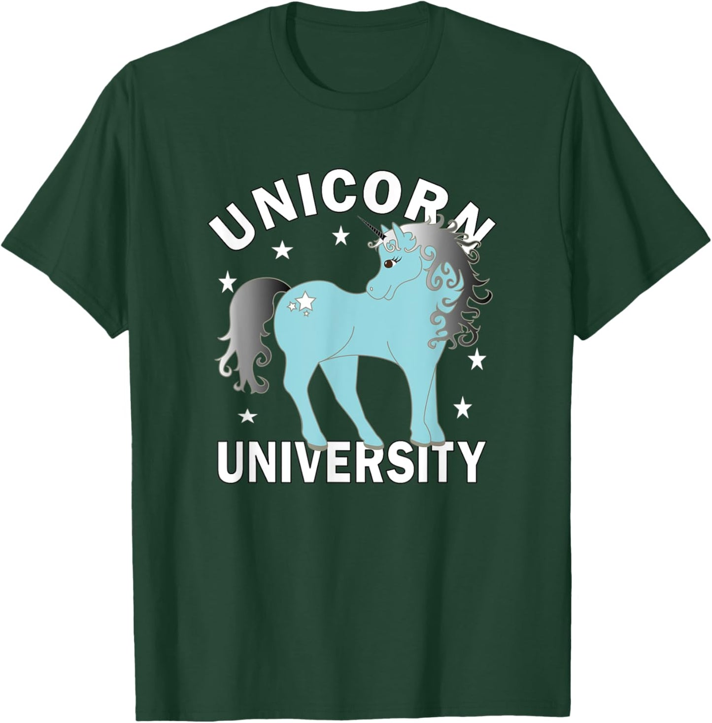 Blue Unicorn University White Stars T-Shirt - T-Shirt | Forest