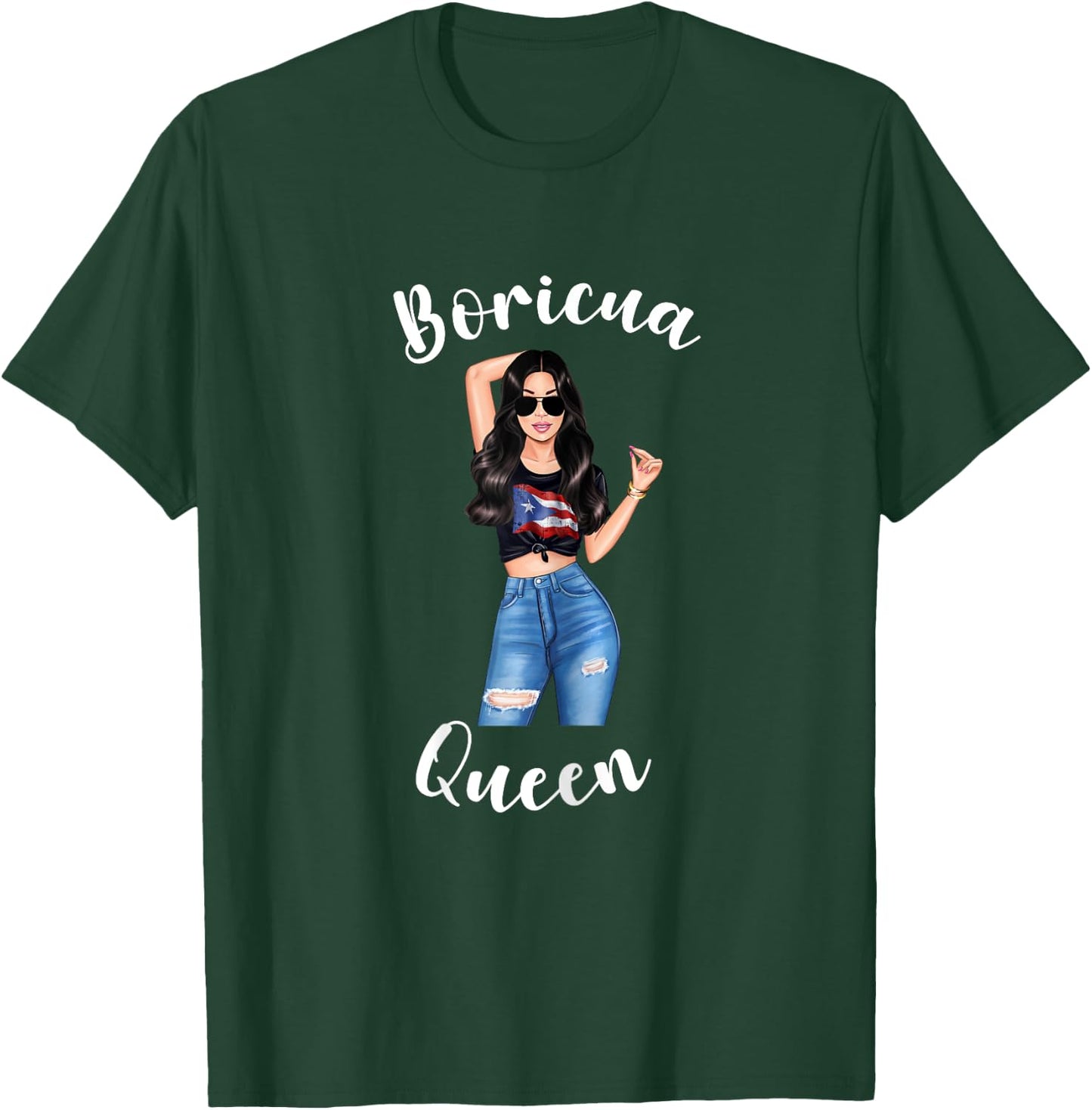 Boricua Queen Puerto Rico Woman Rican Proud Princess Diva T-Shirt - T-Shirt | Forest