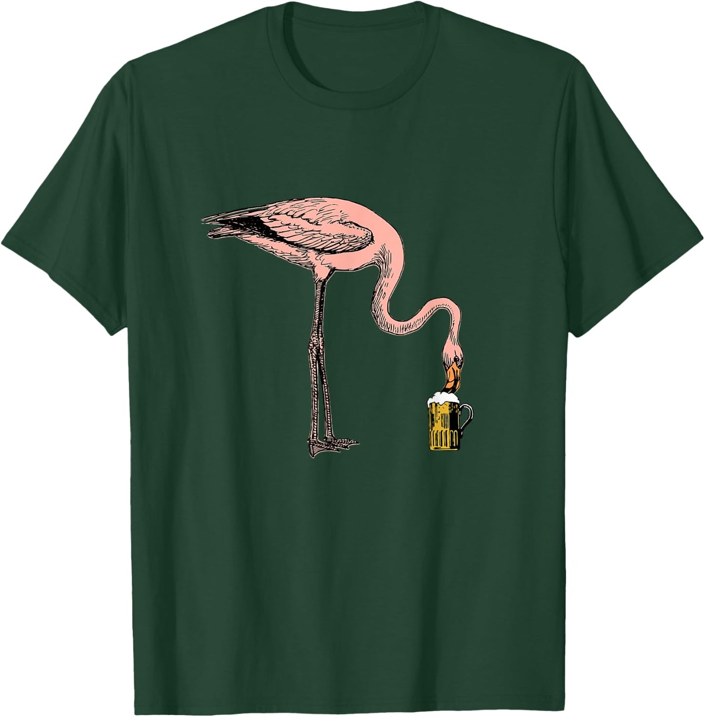 Flamingo Drinking Beers - Party Animal, Beer Lover Partying T-Shirt - T-Shirt | Forest