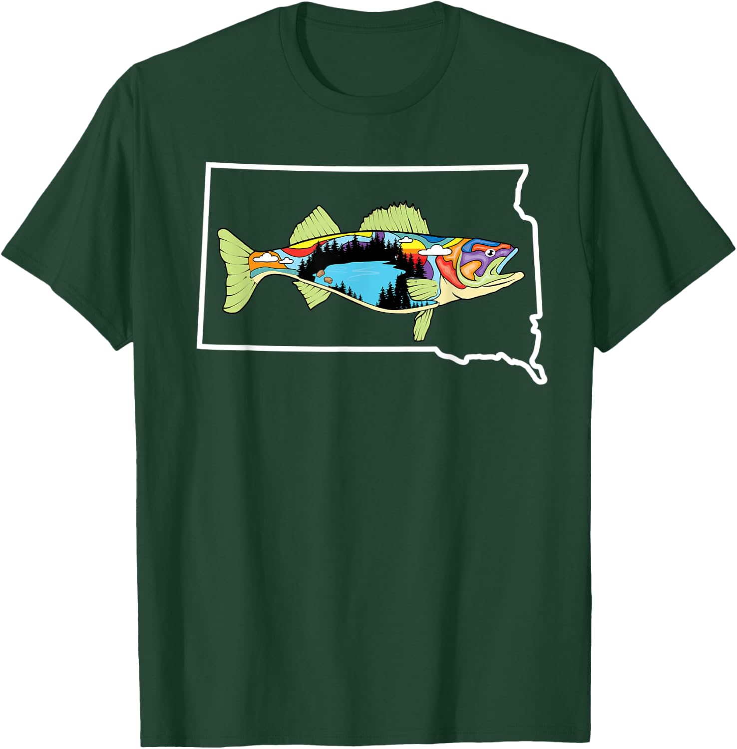 South Dakota Walleye Walleye Fishing Freshwater Fisherman T-Shirt - T-Shirt | Forest