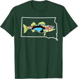 South Dakota Walleye Walleye Fishing Freshwater Fisherman T-Shirt - T-Shirt | Forest