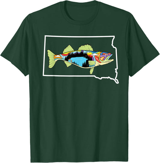 South Dakota Walleye Walleye Fishing Freshwater Fisherman T-Shirt - T-Shirt | Forest
