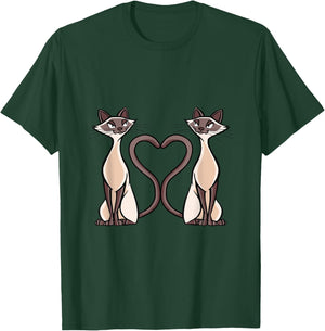 Siam Cat Heart Design Cat Lovers T-Shirt - T-Shirt | Forest