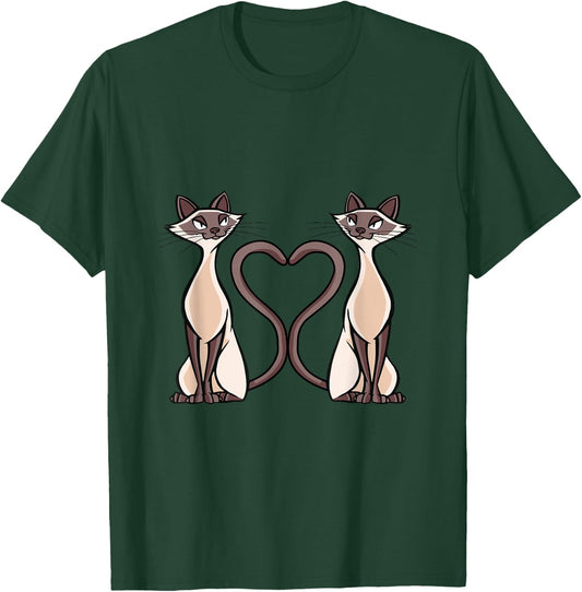 Siam Cat Heart Design Cat Lovers T-Shirt - T-Shirt | Forest